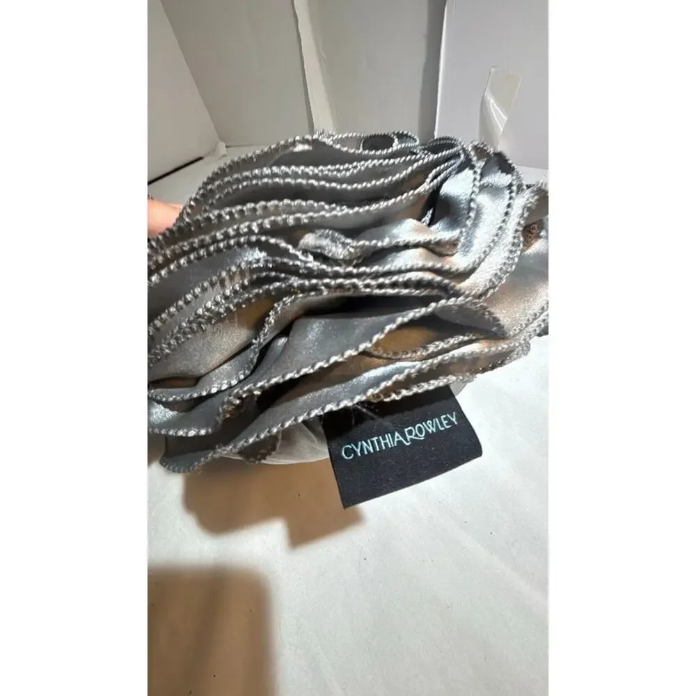 Cynthia Rowley Silver Satin Rose Pillow